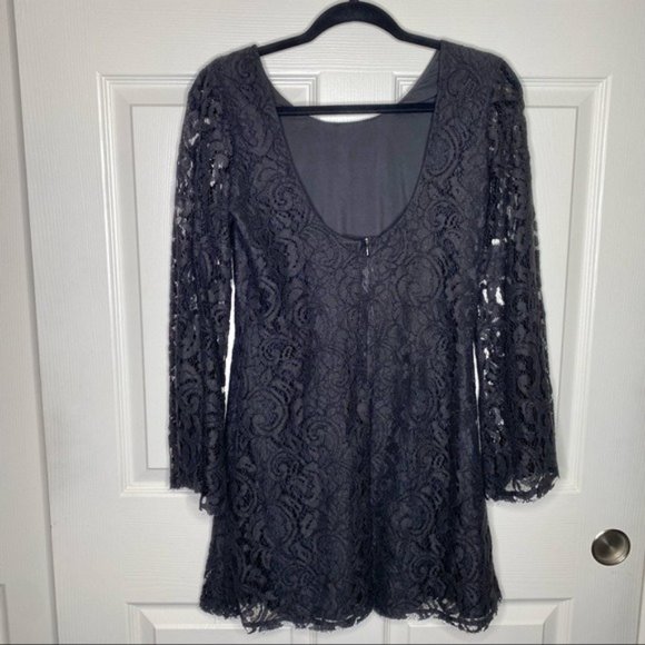 LoveShackFancy Dress Baroque Lace Bell Sleeve Mini in Black Size Small - Picture 11 of 11